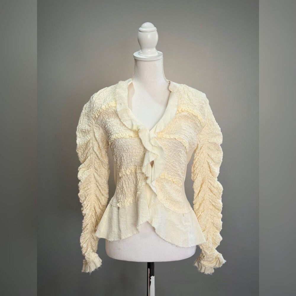 Cream We The Free Gauzy Ruffled Top/Jacket Size XS VGUC